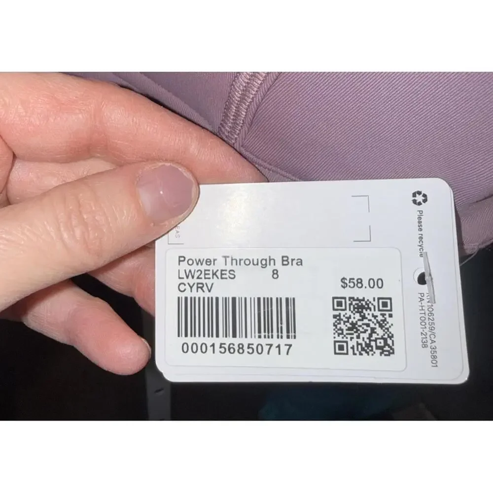 Lululemon Power Through Bra Size 8 Cyber Violet/Lavender Lux( CYRV) Med Support